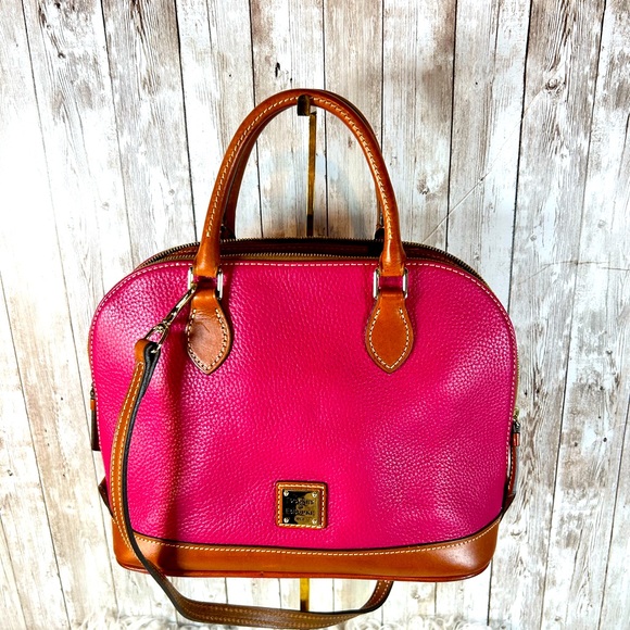 Dooney, Pebble Grain Zip Zip Satchel, EUC,Magenta - Picture 1 of 9